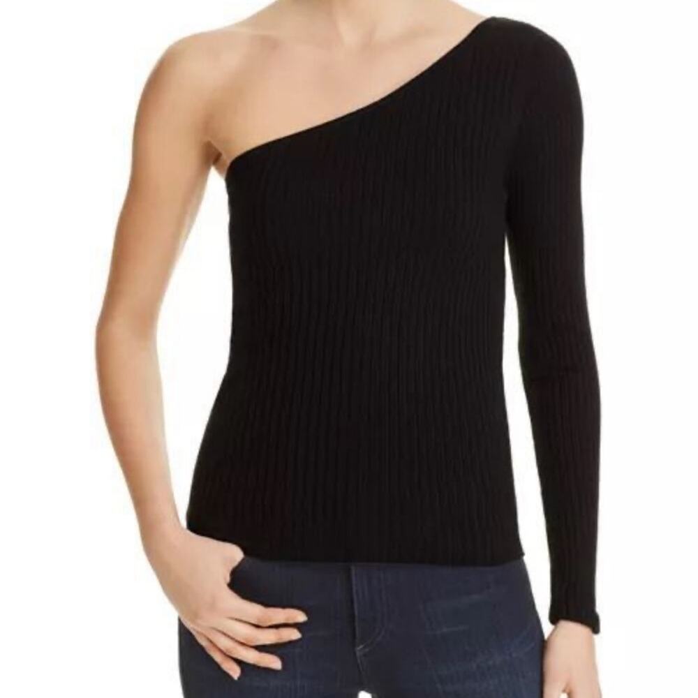 Sandro‎ One Shoulder Black Knit Top size small